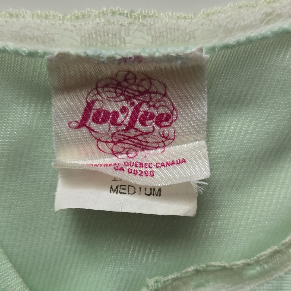 ✨ Vintage Lou’lee Canada Bed Jacket Satin Embroidered Mint Green (M) - Picture 7 of 13